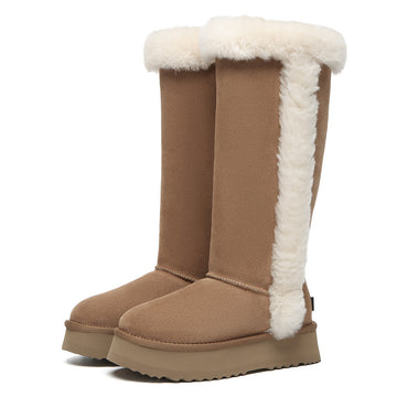 UGG EVERAU® Boots Women Sheepskin Wool Shearling Lined Tall Platform Kazzi