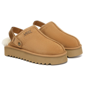 AUSTRALIAN SHEPHERD® UGG Slippers Sheepskin Wool Slingback Platform Cozeln