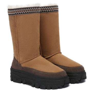 AUSTRALIAN SHEPHERD® UGG Boots Sheepskin Wool Chunky Platform Tall Glacelle