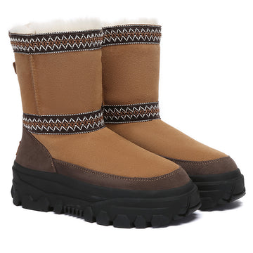 AUSTRALIAN SHEPHERD® UGG Boots Sheepskin Wool Mid Calf Chunky Platform Glacelle