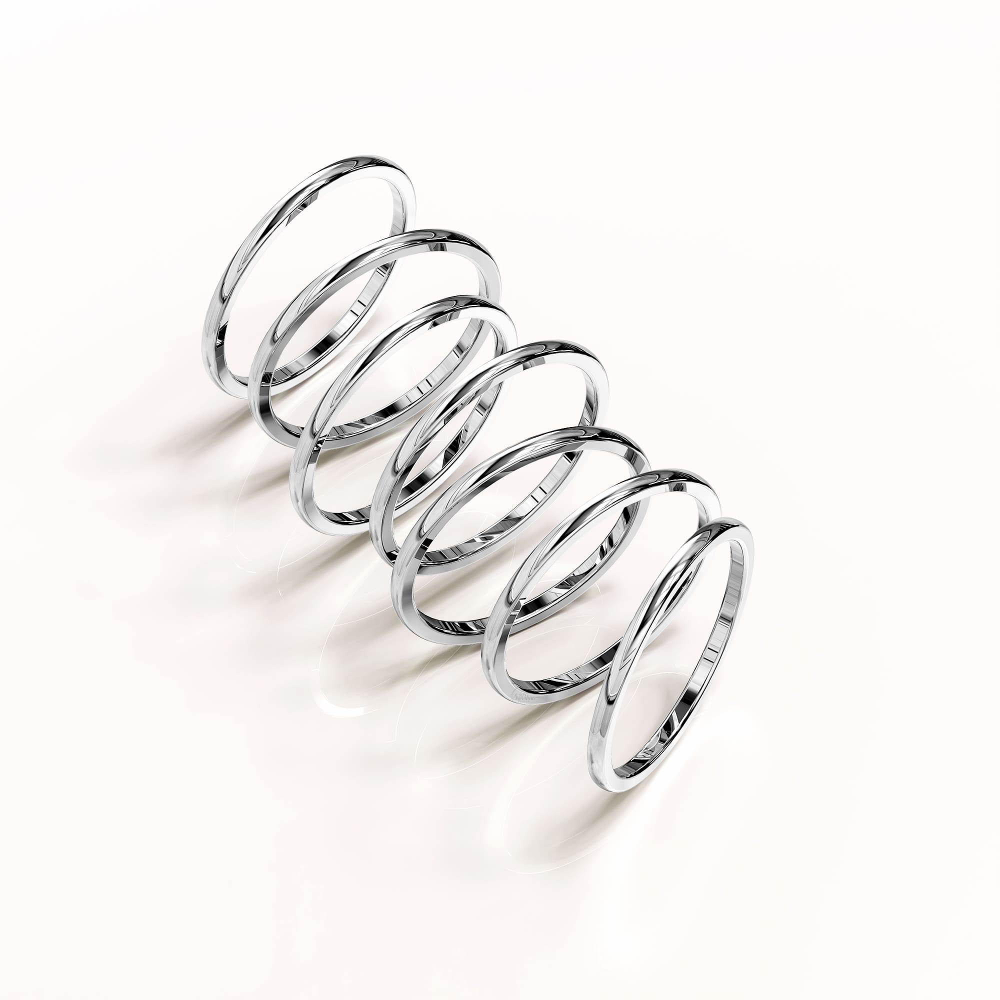 Solid 925 Sterling Silver 7 in 1 Stacked Rings