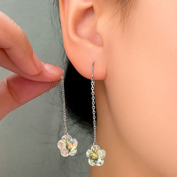 Solid 925 Sterling Silver Star Blush Dangle Earrings Embellished with SWAROVSKI® Crystals