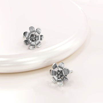 Solid 925 Sterling Silver Flora Stud Earrings 10mm