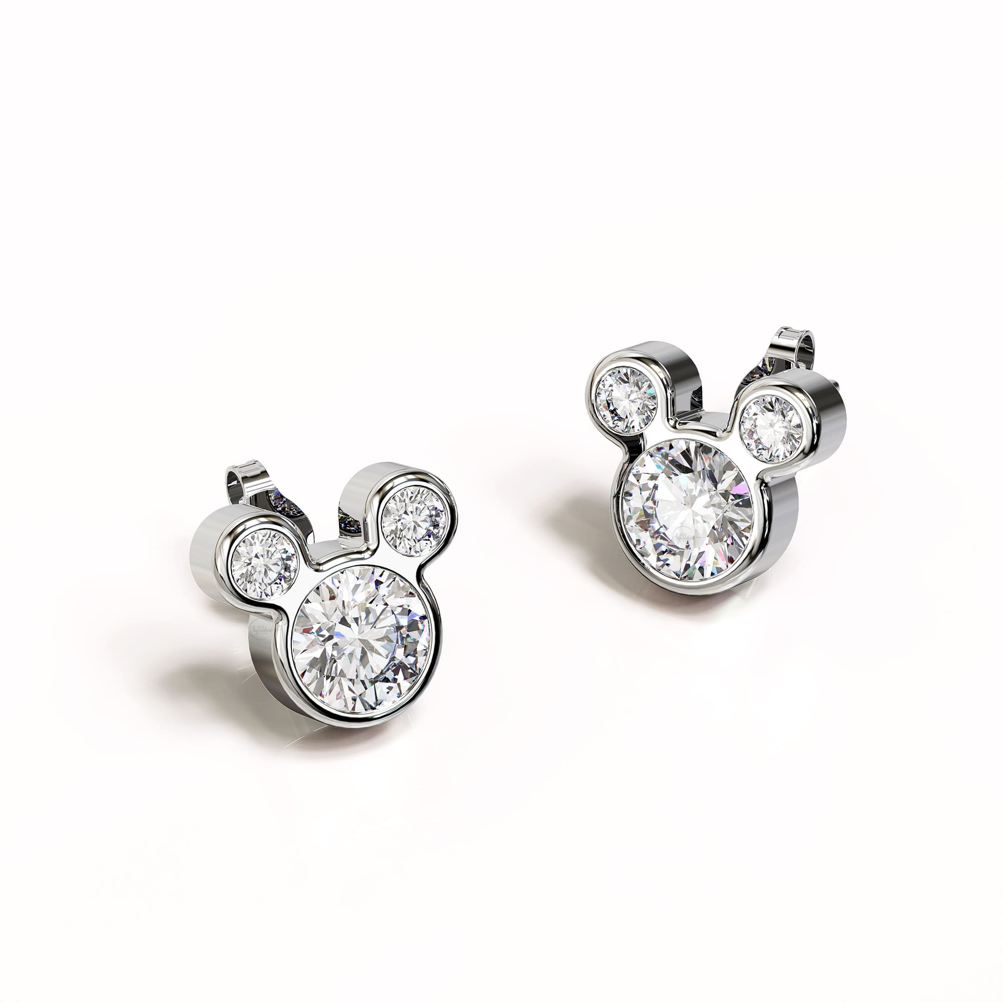 Solid 925 Sterling Silver Mickey Earrings