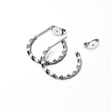 Solid 925 Sterling Silver Twisted C-Hoop Earrings