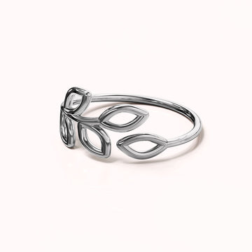 Solid 925 Sterling Silver Leafy Fashion Ring