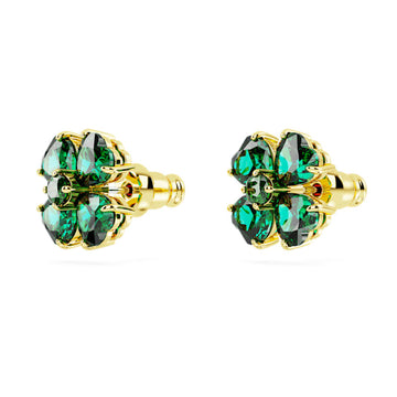 Swarovski® Idyllia stud earrings - Clover, Green, 18k gold finish