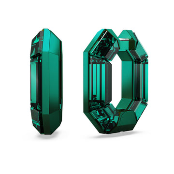 Swarovski® Lucent hoop earrings - Octagon shape, Small, Green