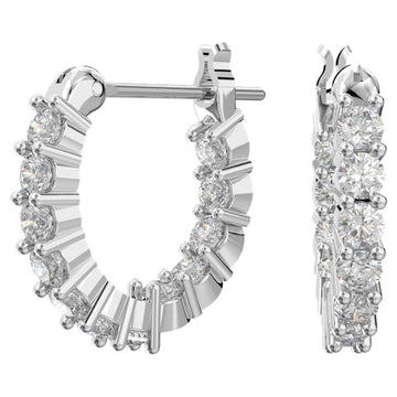 Swarovski® Matrix Vittore hoop earrings Round cut, White, Rhodium plated