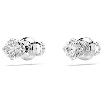 Swarovski® Stilla Attract stud earrings Round cut, White, Rhodium plated