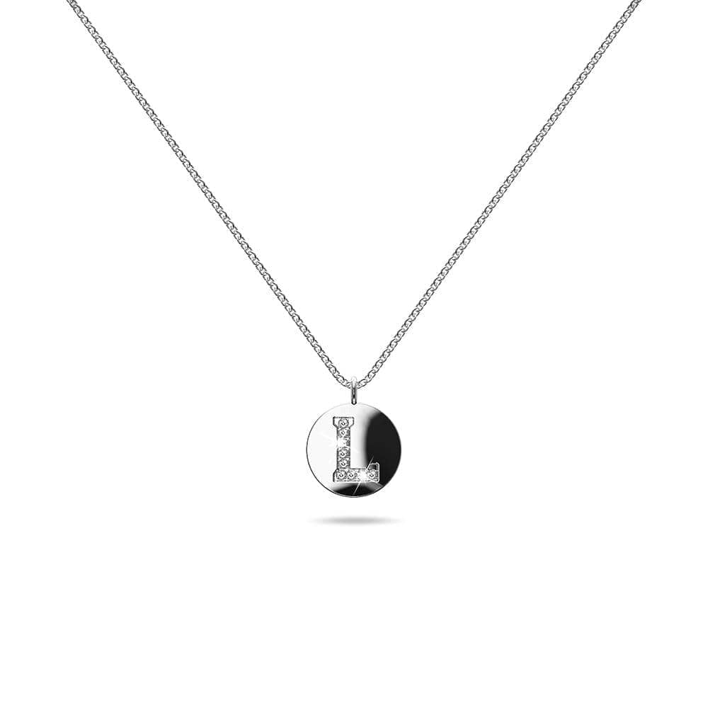 Solid 925 Sterling Silver Initial Alphabet Personalised Disc Necklace - 46
