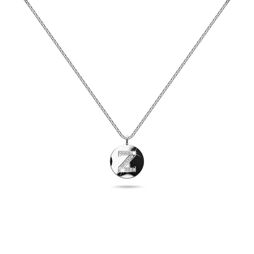 Solid 925 Sterling Silver Initial Alphabet Personalised Disc Necklace - 102