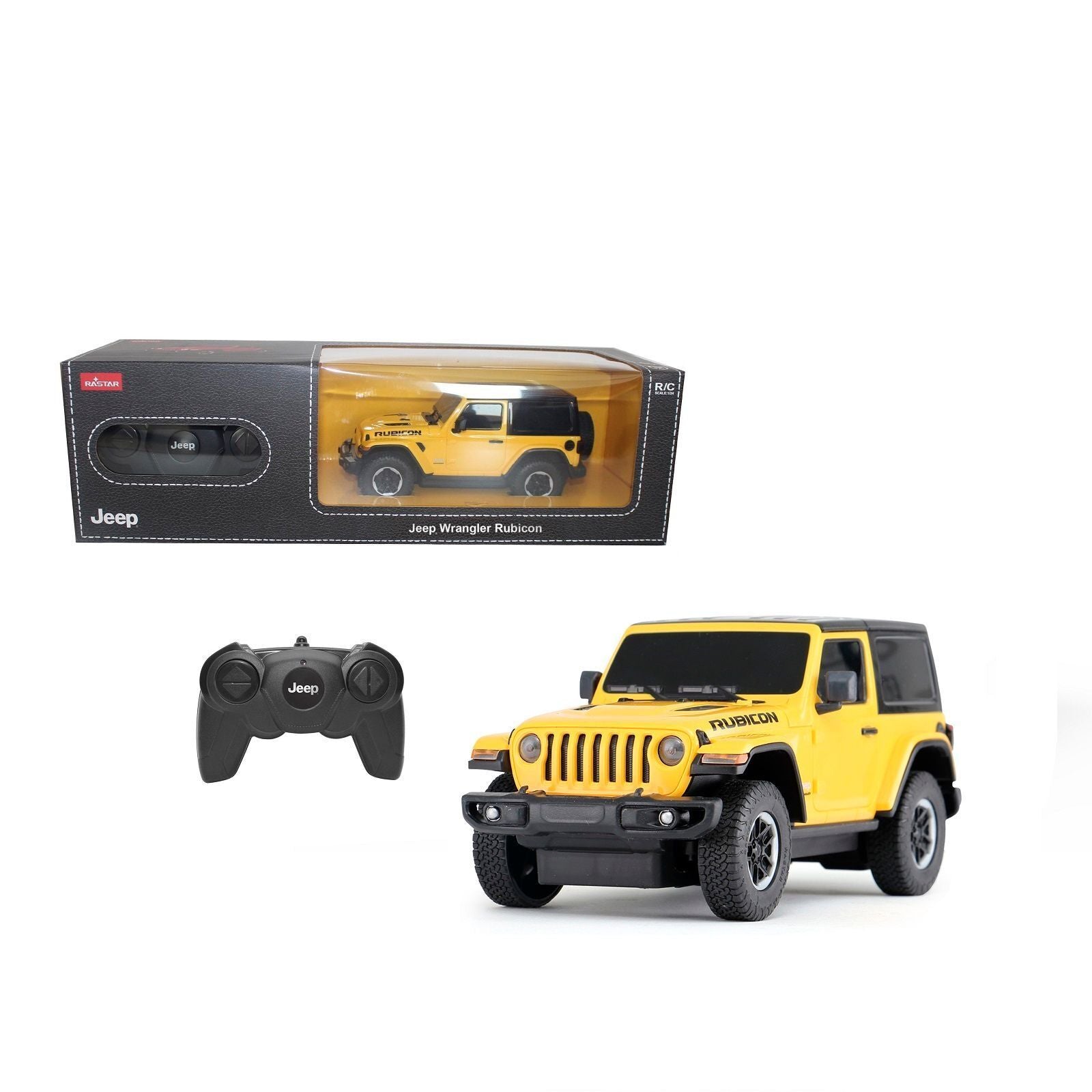 Remote Control Jeep Wrangler Rubicon 1:24 Scale Brand New Sports Car (Yellow)