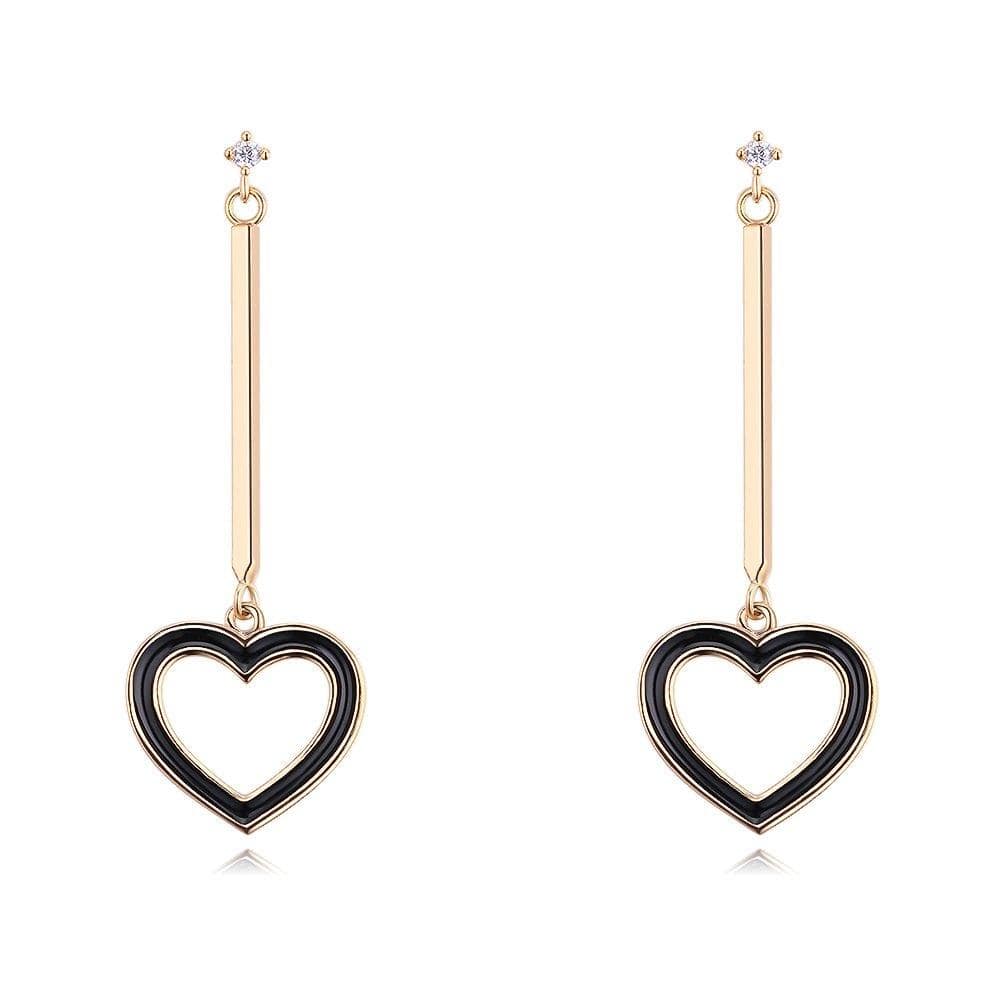 Heart-Shaped Charming Earrings For Women Black - Brilliant Co