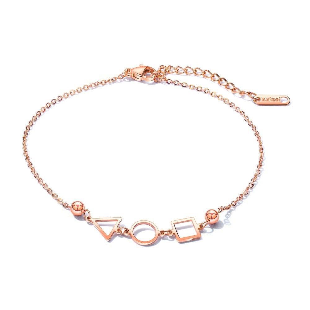 Geometric Styled Summer Ankle Chain Rose Gold Layered Anklet - Brilliant Co