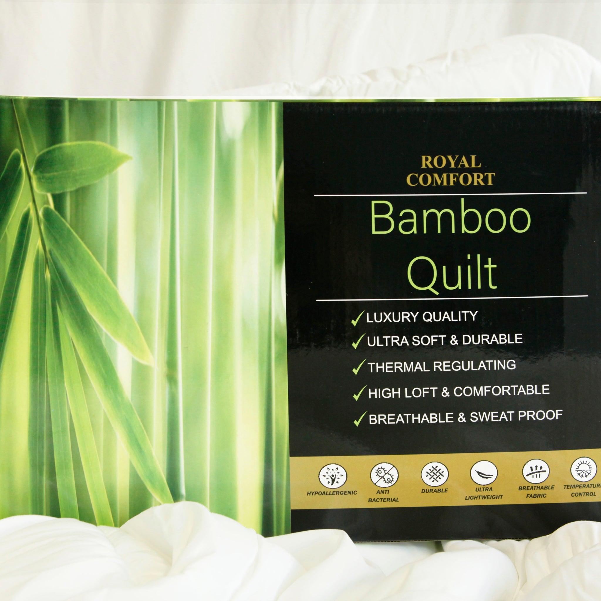 Royal Comfort Bamboo Quilt 350GSM Luxury Hotel Feel All Seasons Boxed