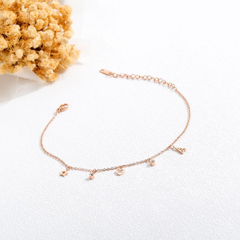 Dangling Stacey Charming Beach Feet Jewellery Rose Gold Layered Anklet - Brilliant Co