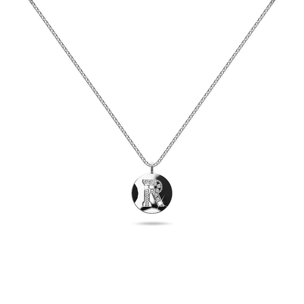 Solid 925 Sterling Silver Initial Alphabet Personalised Disc Necklace - 70