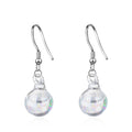 Clear Rainbow Glass Bubble White Gold Layered Drop Earrings - Brilliant Co