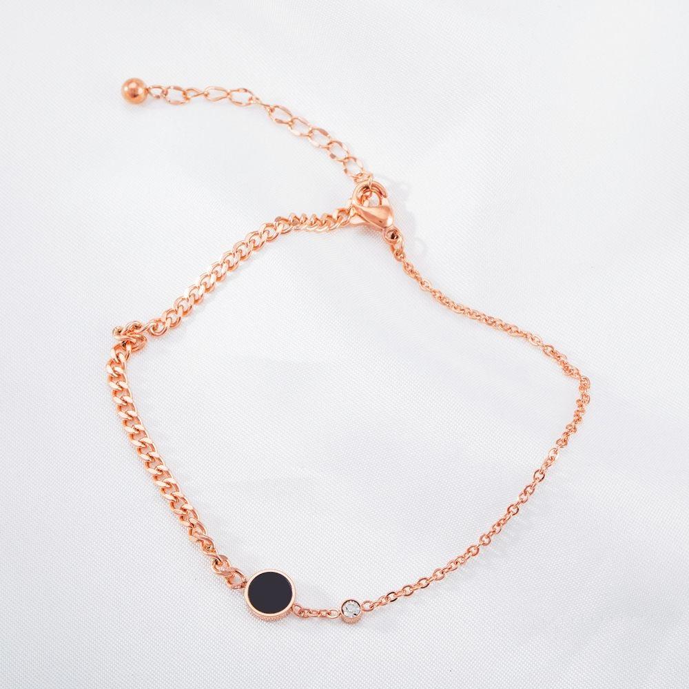 Single Black Dial Charm Resin Chain Rose Gold Layered Anklet - Brilliant Co