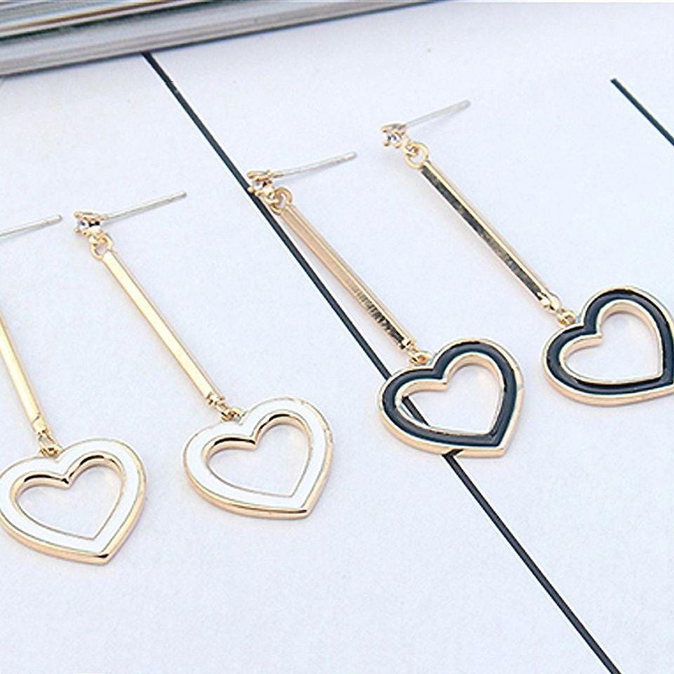 Heart-Shaped Charming Earrings For Women Black - Brilliant Co