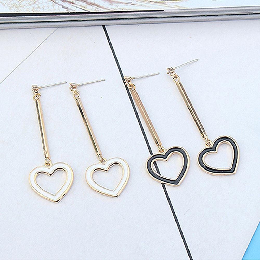 Heart-Shaped Charming Earrings For Women Black - Brilliant Co