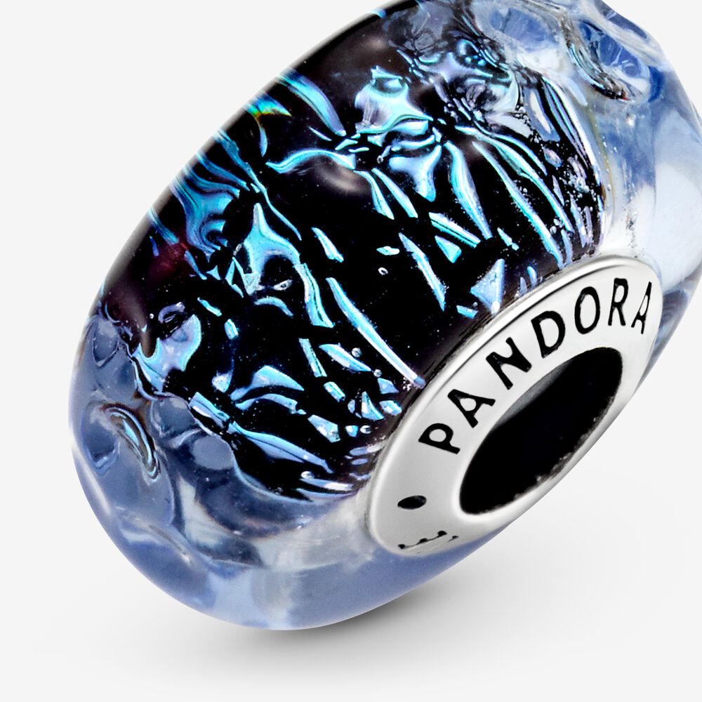 Wavy Dark Blue Murano Glass Ocean Charm