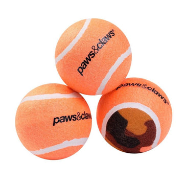 Paws & Claws  ORANGE TENNIS BALLS CAMO PRINT 3PCS - Brilliant Co