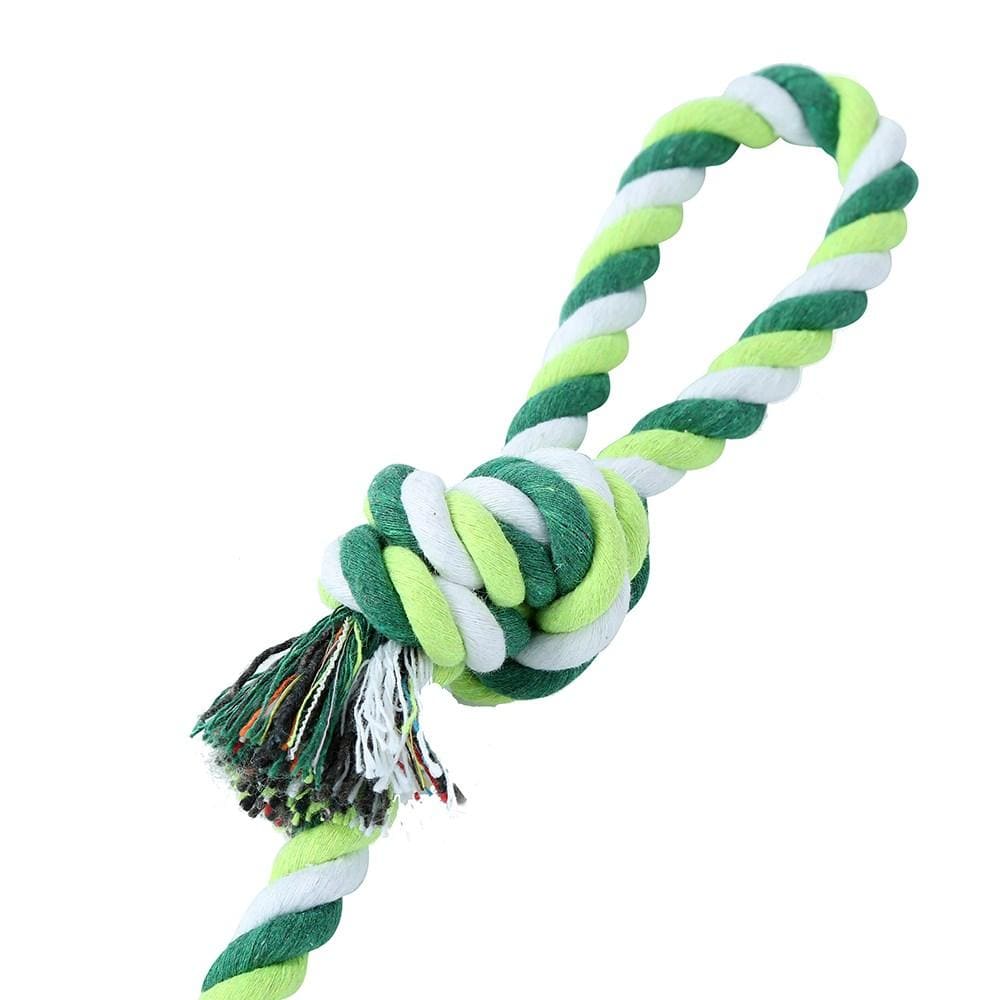 Paws & Claws  GREEN ROPE & TENNIS BALL TUGGER 3PCS - Brilliant Co