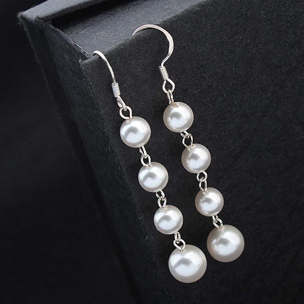 Solid 925 Sterling Silver Cascade Earrings Embellished with  Swarovski crystals Pearls