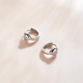 925 Sterling Silver Earrings Solid 925 Sterling Silver Cubic Zirconia Middle Paved Heart Shaped Hoop Earrings