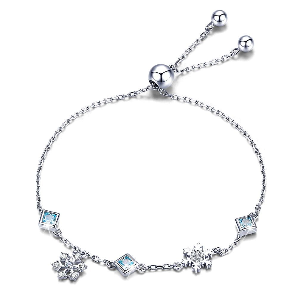 Solid 925 Sterling Silver Snowflakes Bracelet