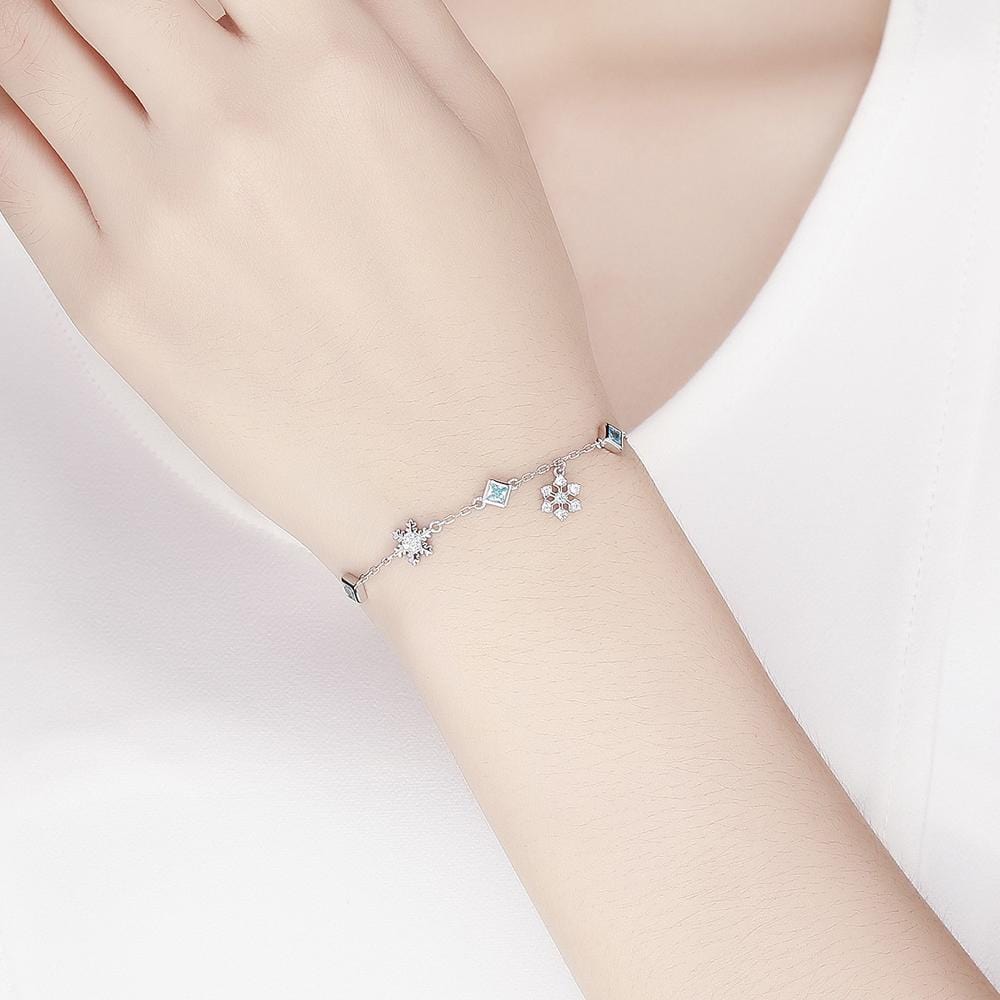 Solid 925 Sterling Silver Snowflakes Bracelet