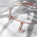 Solid 925 Sterling Silver Initial Crystal Personalised Alphabet Letter Bracelet Rose Gold Filled
