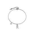 Solid 925 Sterling Silver Initial Crystal Personalised Alphabet Letter Bracelet Silver