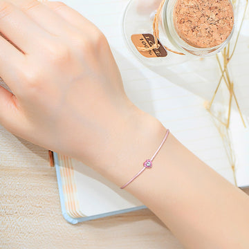 Solid 925 Sterling Silver Neon Pink Love Rope Bracelet