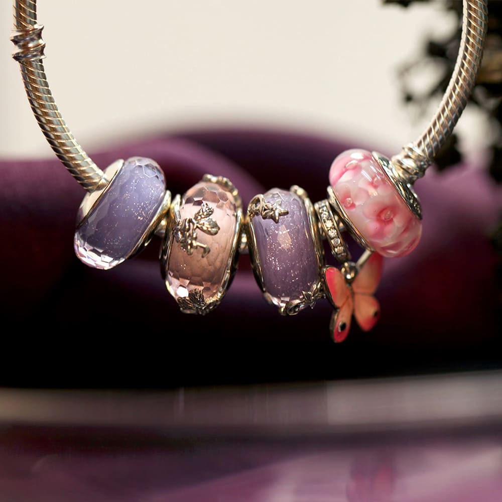 thumbnail image 2 of Sterling Silver Purple Midnight Rose Murano Glass Charm By AVILIA Designs 2 of 4