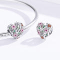 Solid 925 Sterling Silver Heart Colourful Floral Flower Pandora Inspired Charm - Brilliant Co