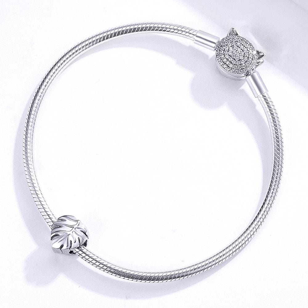 Solid 925 Sterling Silver Palm Leaf Pandora Inspired Charm - Brilliant Co
