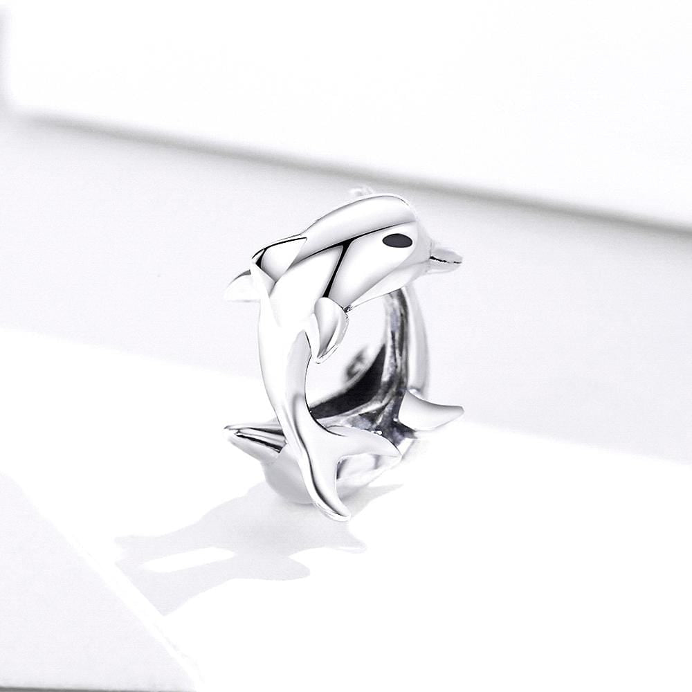 Solid 925 Sterling Silver Dolphins Animal Pandora Inspired Charm - Brilliant Co