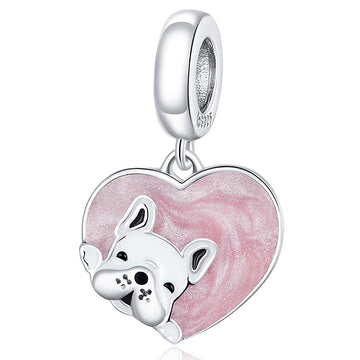 Solid 925 Sterling Silver Puppy Heart Love Waiting For You Pandora Inspired Charm