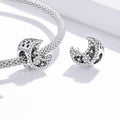 Solid 925 Sterling Silver Crescent Moon Crystals Pandora Inspired Charm - Brilliant Co