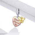 Solid 925 Sterling Silver Best Mom Heart and Butterfly Pandora Inspired Charm - Brilliant Co