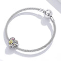 Solid 925 Sterling Silver Heart-Shaped Love You Floral Pandora Inspired Charm