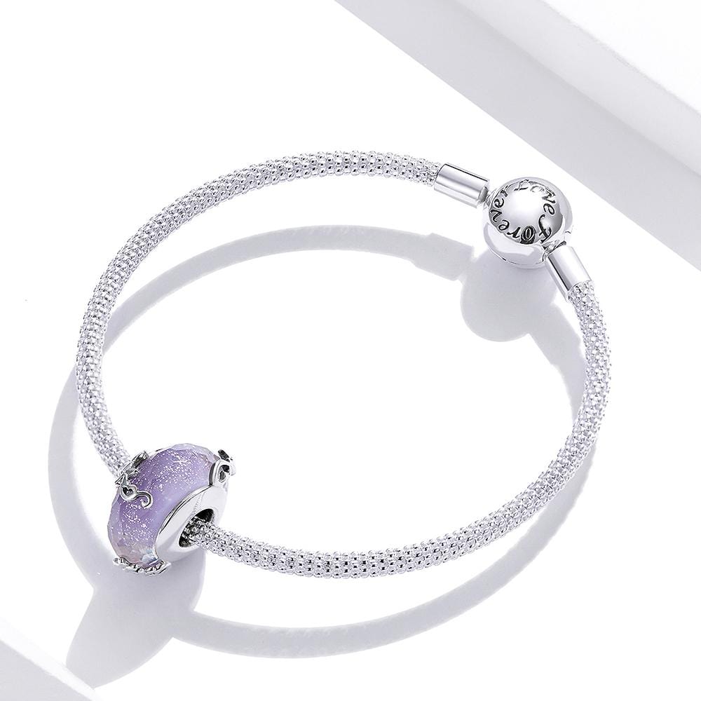 Solid 925 Sterling Silver Purple Glass Pandora Inspired charm - Brilliant Co