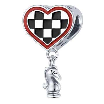 Solid 925 Sterling Silver In Love With Checkers Pandora Inspired Charm