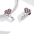 Solid 925 Sterling Silver In Love With Checkers Pandora Inspired Charm