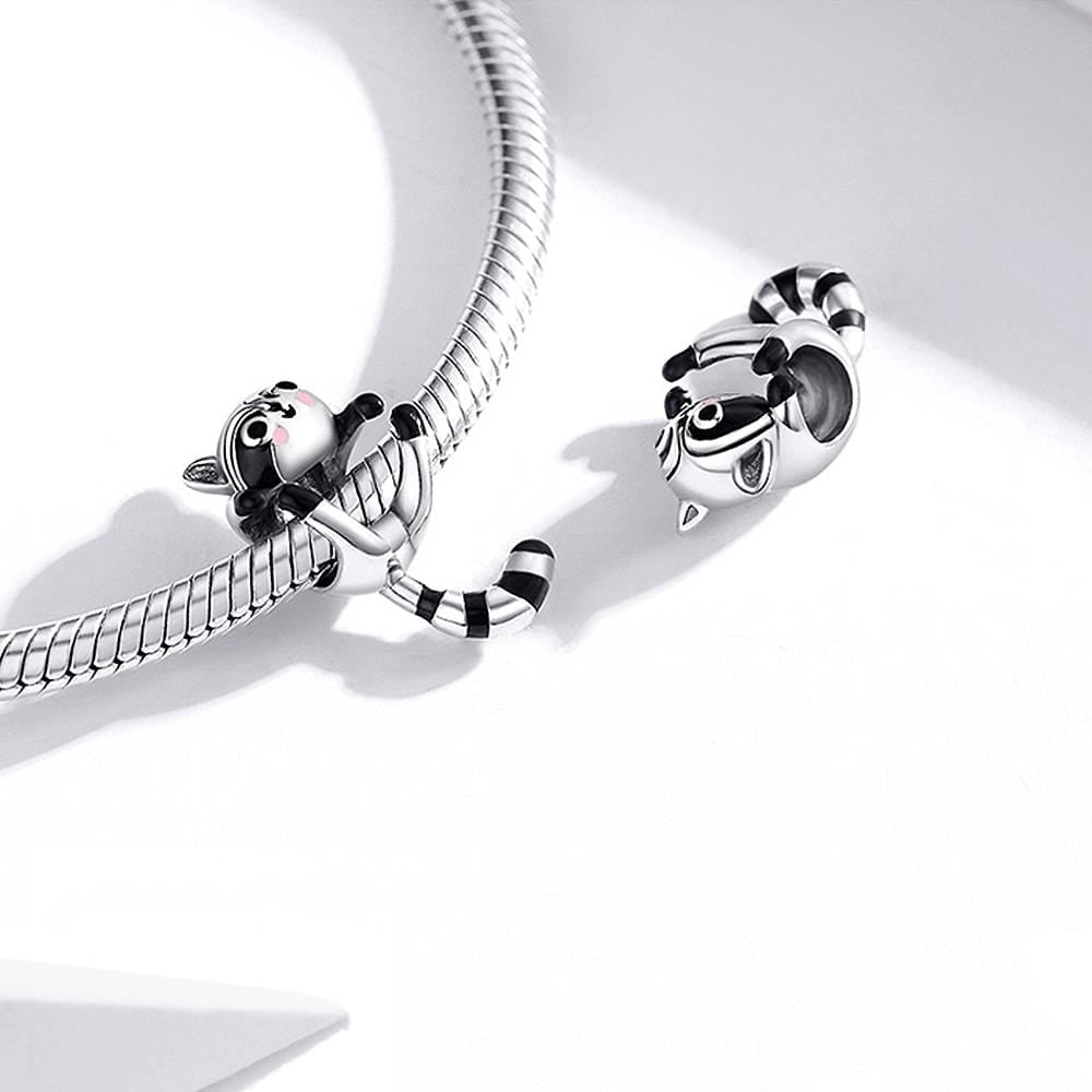 Solid 925 Sterling Silver Jumpy Fun Racoon Pandora Inspired Charm - Brilliant Co