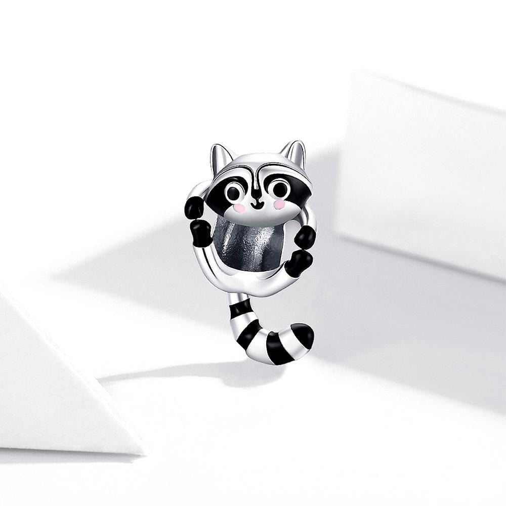 Solid 925 Sterling Silver Jumpy Fun Racoon Pandora Inspired Charm - Brilliant Co