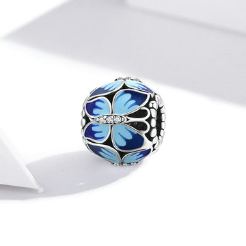 Solid 925 Sterling Silver Calming Blue Pandora Inspired Bead Charm